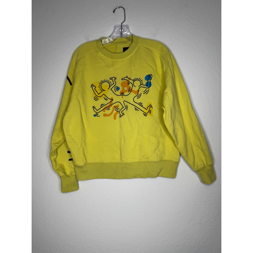 Converse Keith Haring Foundation Yellow Graphic Art Crewneck Sweatshirt Size XL
